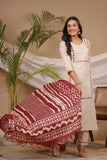 Anni Designer Women'S Cotton Blend Straight Embroidered Kurta With Pant & Dupatta (Dd Beige_M_Beige_Medium),Beige,M,,,