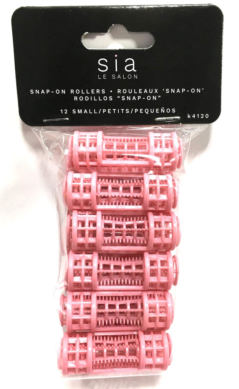 12pc Small Mini Tiny Snap On (Clip-On) Hair Rollers PINK