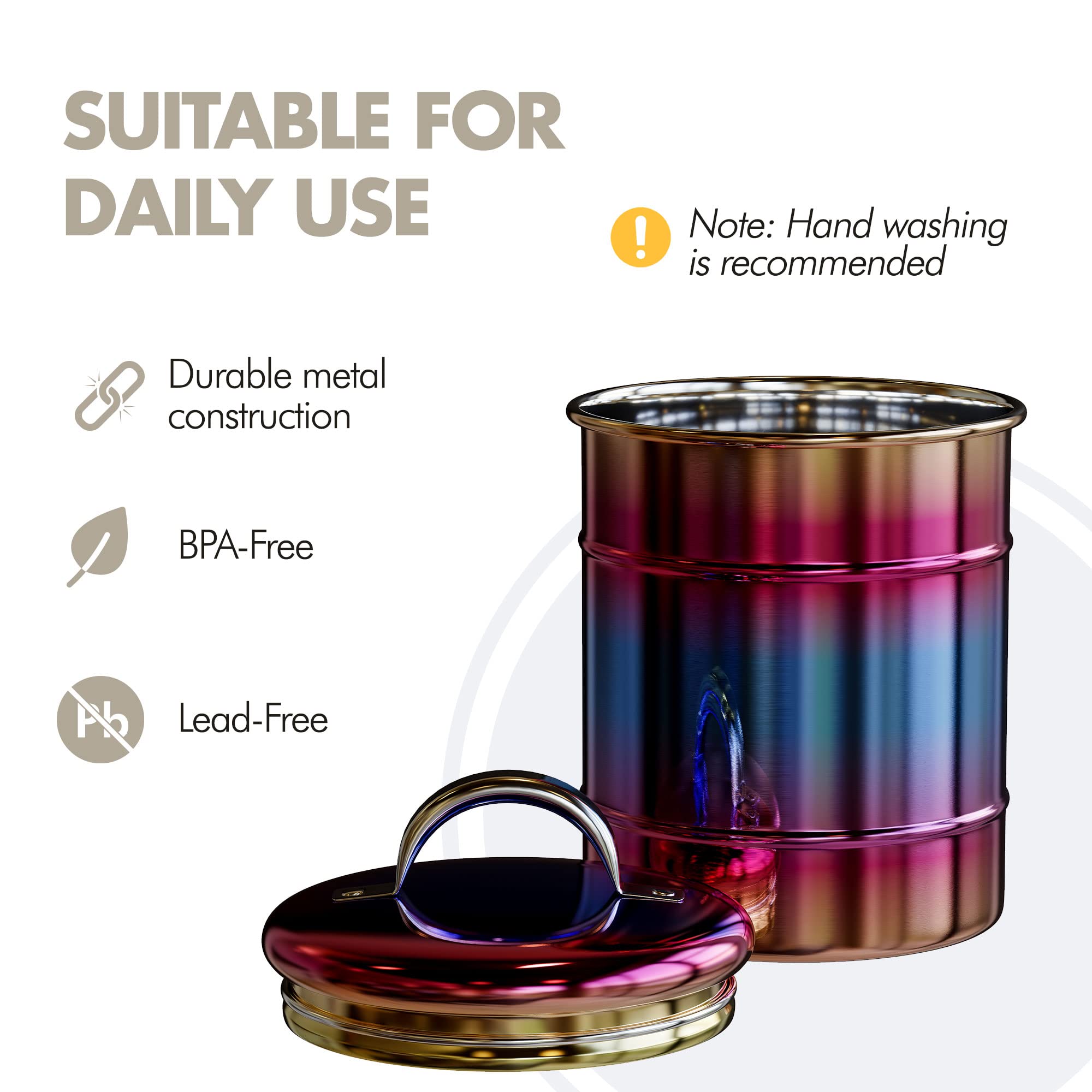 Amici Home Rainbow Metal Storage Canister | Dry Food Storage Container | Airtight Lid | 38 Ounce Capacity | Modern Home D cor |