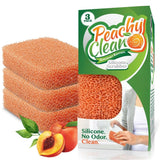 Peachy Clean Silicone Dish Sponge Scrubbers, Fresh Peach Scent, NonScratch, OdorResistant, Durable Dish Sponges for Kitchen 3p