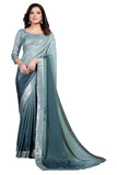 Pratham Blue Womens Silk Saree With Blouse Piece (AM-114_Light Grey)