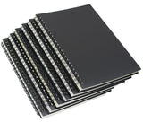 Yansanido Spiral Notebook, 6 Pcs A5 Thick Plastic Black Hardcover 8mm Ruled 80 Sheets 160 Pages Journals for Study and Notes (6