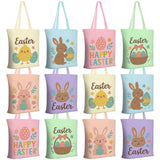Sunnymove 12 Pcs Easter Gift Canvas Tote Bags Bulk Happy Easter Basket Egg Bunny Tote Treat Bags with Handle for Teens Girls Nov