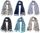 Fusfus WomenS Printed Chiffon Scarves And Stoles, Free Size(Multicolour, Fs2001) Pack Of 6 (Multicolor4)