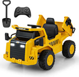 Costzon Ride on Dump Truck, 12V Licensed Caterpillar Kids Electric Vehicle W/Remote Control, Megaphone, Shock Absorbers, Dump Be