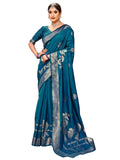 Leriya Fashion Womens Pure Jacquard Banarasi Kanjivarm Cotton Silk Saree with Blouse Piece | Saree for Women (Blue)