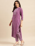 Anni Designer Women'S Cotton Blend Straight Printed Kurta With Pant (Raina Purple-Nwg_M_Purple_Medium),Purple,M,Cotton Blend,Regular,Kurta