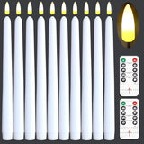 NONNO & ZGF 10 Pack White Flameless 11'' Wax Coverd Taper Candles with 2 Remote/Timer, LED Battery Bright Flickering Candle for 