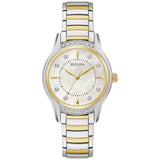 Bulova Ladies Classic Diamond 3Hand Quartz Stainless Steel Watch, 16 Diamonds, MotherofPearl Dial, Curved Mineral Crystal, T