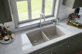 Karran QU-710 Undermount Quartz Composite 32 in. 50/50 Double Bowl Kitchen Sink in Concrete