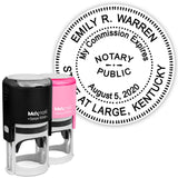 Round Notary Stamp for State of Kentucky- Self Inking Stamp - Top Brand Unit with Bottom Locking Cover for Longer Lasting Stamp 