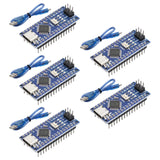 LUIRSAY 5Pcs Nano V3.0 Board ATmega328P/CH340G Chip Microcontroller Kit Compatible with Arduino IDE/PWM/SPI 5V 16M (USB C Port w