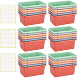 Outus 36 Pcs Macaron Color Plastic Cubby Bins Bulk with Adhesive Labels Stackable Classroom Book Bin Toy Storage Tub Organizer C