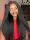 Kinky Straight Glueless Wigs Human Hair 5x7 Wear and Go Wigs Pre Plucked Pre Cut Lace Wig for Women invisible Lace Beginner Frie