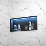Bernkot Stainless Steel Shower Niche 12 X 30 Matte Black Led Niche with RGB Light Waterproof Hardwired Dimmable No Tile Needed R
