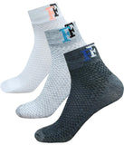 Styfun Cotton Bamboo Men & Women Crew Length Athletic Ankle Running Socks For Sports, Cycling, Everyday Use Pack Of 3 White Grey