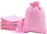 Brown Leaf 8X6 Inches Pink Burlap Jute Potli Gift Bags Pouches for Wedding Anniversery Party Supply Return Gift Potli Bags (Pack