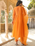 Anni Designer Women'S Rayon Blend Anarkali Embroidered Kurta With Pant & Dupatta (Kanakam Orange-Vks01_5Xl_Orange_Xxxxx-Large),Orange,5XL,Rayon Blend,Classic,