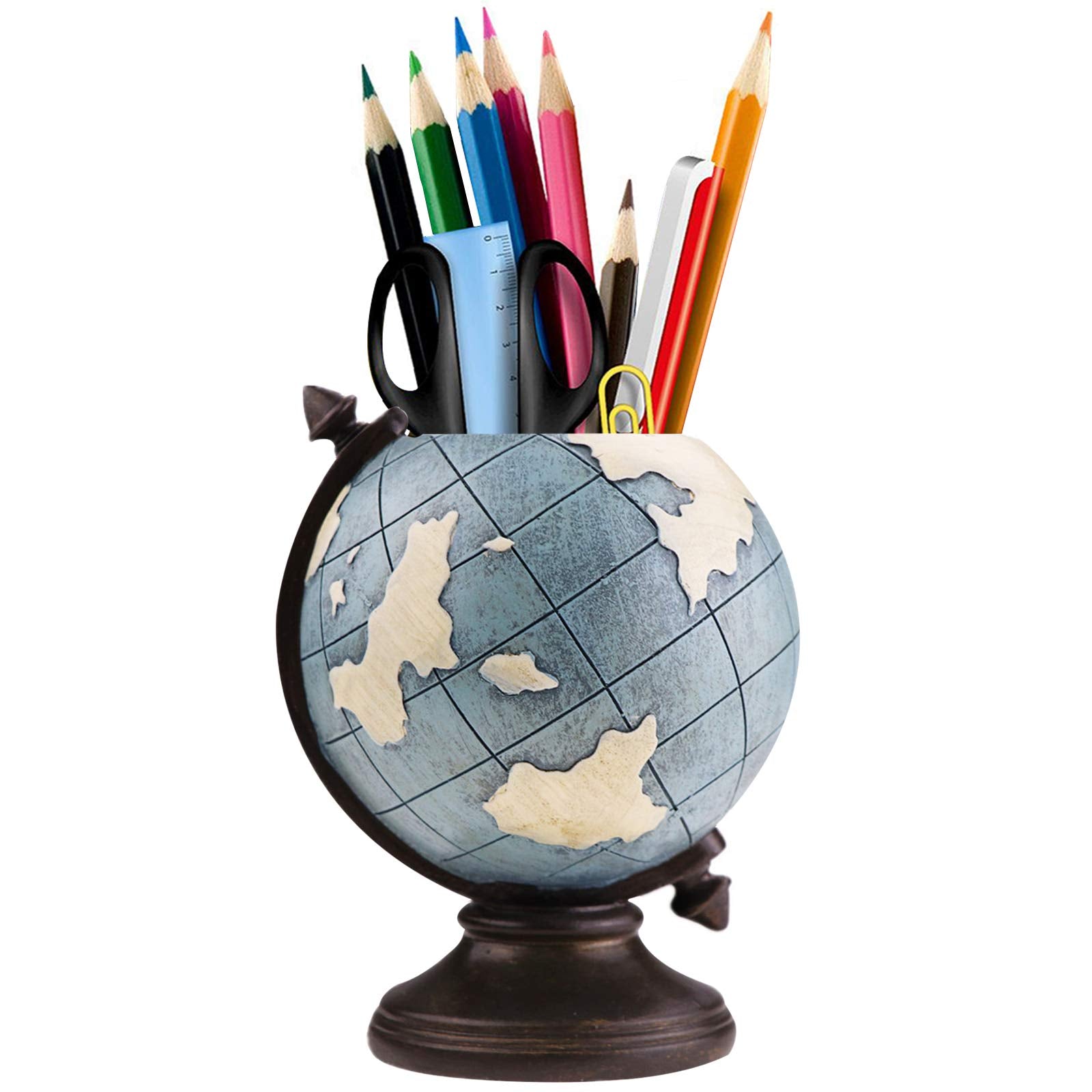 MUAMAX Globe Pen Pencil Holder for Desk Pen Organizer for Desk Desktop Organizer Pencil Cup Pot Desk Accessories for Home Office