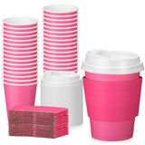 48 Pcs 12 oz Disposable Coffee Cups with Lids and Sleeves Bulk, Insulated Hot Chocolate Paper Cup for Hot and Cold Beverage Wate