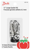 Dritz 65965 Large Eyelet Kit with Tool, Nickel, 1/4Inch 12Count