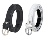 Zacharias WomenS Artificial Leather 0.5 Inches Slim Belt V0.5_(Black & White_Pack Of 2)