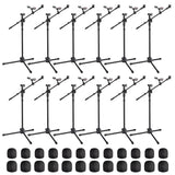 BYOOTIQUE 12 Packs Microphone Boom Arm Stand Dual Mic Clips Adjustable Tripod Phone Holder for Performance Singing Wedding Stage