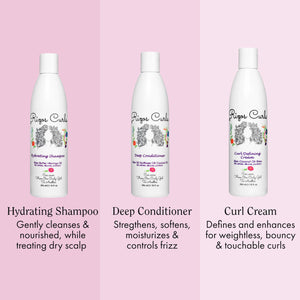 Rizos Curls Trio Bundle, Hydrating Shampoo & Deep Conditioner & Curl Cream Bundle, Gently Cleanse and Hydrate Curly Hair, Style
