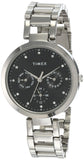 Timex Analog Watch For Women With Black Round Dial & Silver Stainless Steel Bracelet Band Water Resistant Women'S Wrist Watches 