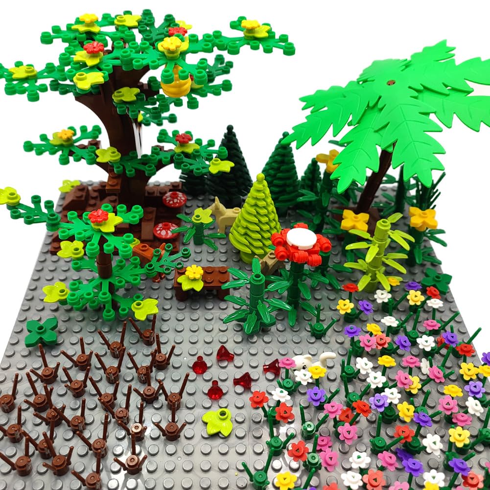 ZHX Garden Park Building Block Parts Botanical Scenery Accessories Plant Set Building Bricks Toy Trees Flowers Compatible All Ma