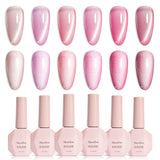 MelodySusie Pink Gem Cat Eye Gel Set Cat Eye Gel Nail Polish Set 6 Pcs, 0.26 Fl Oz Glitter Holographic Magnetic Nail Polish with