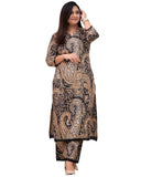 Anni Designer Women'S Rayon Viscose Straight Printed Kurta With Palazzo (Elevate Black_Xxl_Black_Xx-Large),Black,2XL,,,