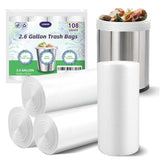 Small Trash Bags 2.6 Gallon-108 Count Leakage-Proof Strong, Small Mini Garbage Bags for Bathroom, Bedroom, Office, White Small T
