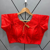 Vihu Fashion Women'S Phantom Silk Short Sleeves Readymade Saree Blouse Red 38