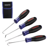 WORKPRO 4-Piece Precision Pick and Hook Set with Pouch, Angled Pick, Straight Pick, 90-degree Pick, Full Hook, Mini Pick Set Mec
