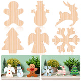 AWIZOM 12 Pcs Unfinished Christmas Wooden Cutouts Angel Snowman Snowflake Tree Gingerbread Reindeer Shaped Table Wooden Signs Th