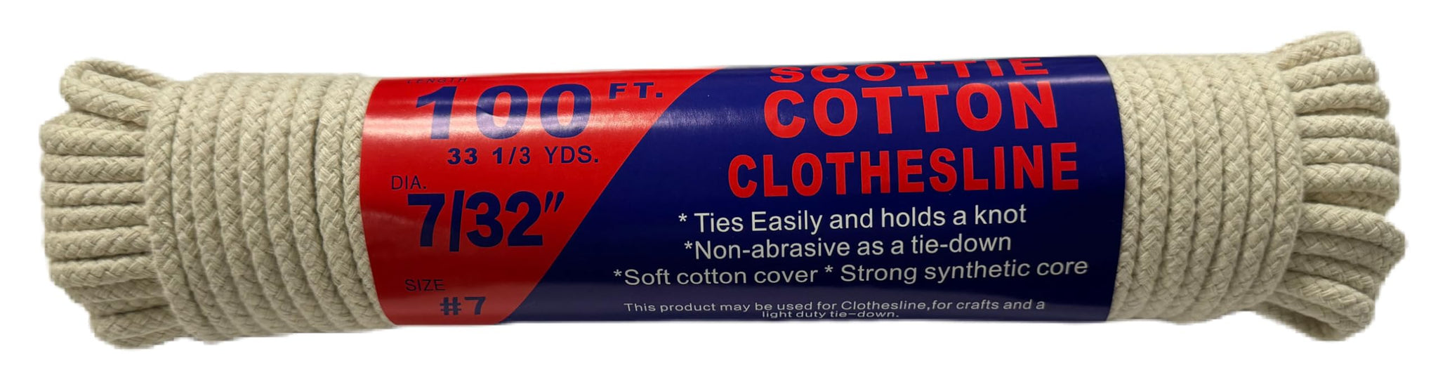 #7 7/32 x 100 ft Scottie Cotton Clothesline White