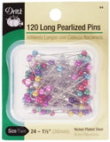 Dritz 64 Pearlized Pins, Long, 11/2Inch (120Count),Assorted