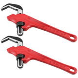 SEUNMUK 2 PCS 9-1/2 Inch Hex Offset Wrench, Offset Pipe Wrench Heavy Duty Steel End Pipe Wrench Adjustable Plumbing Wrench Tools