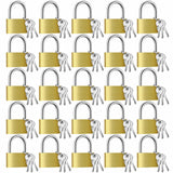 Yaocom 24 Pcs Solid Brass Keyed Padlock, Small Yellow Gym Lock, Strong Padlock with Different Key for Luggage Toolbox (1-3/16'')