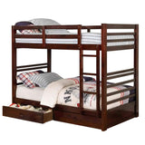 Benjara Transitional Twin Bed with Attached Ladder and Drawers, Brown