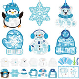 Feifeiya 24 Set Winter Suncatchers Crafts DIY Window Tissue Paper Suncatchers Winter Craft Make Your Own Hanging Ornaments for C