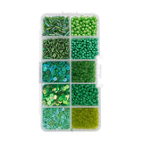 John Bead Sequins and Beads Kit APX 81g Mix 10 Types, Green Palette
