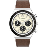 Timex Diver Inspired Analog Watch For Man With Cream Round Dial & Brown Leather Strap Band Water Resistant Men'S Wrist Watches -