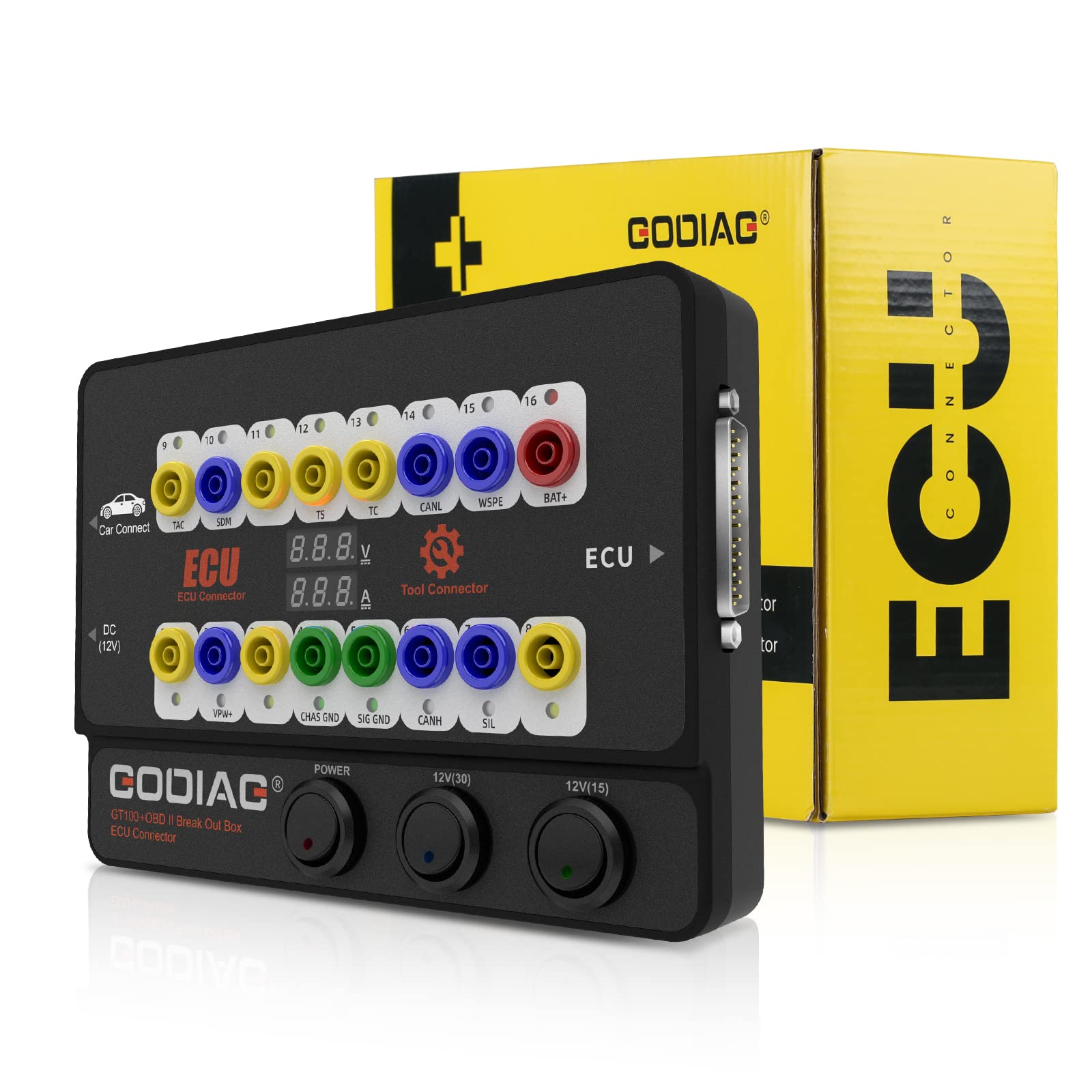 Godiag GT100+ OBDII Breakout Box, Advanced OBD and CAN Protocol Detector for ECU Bench Testing and Car Diagnostics