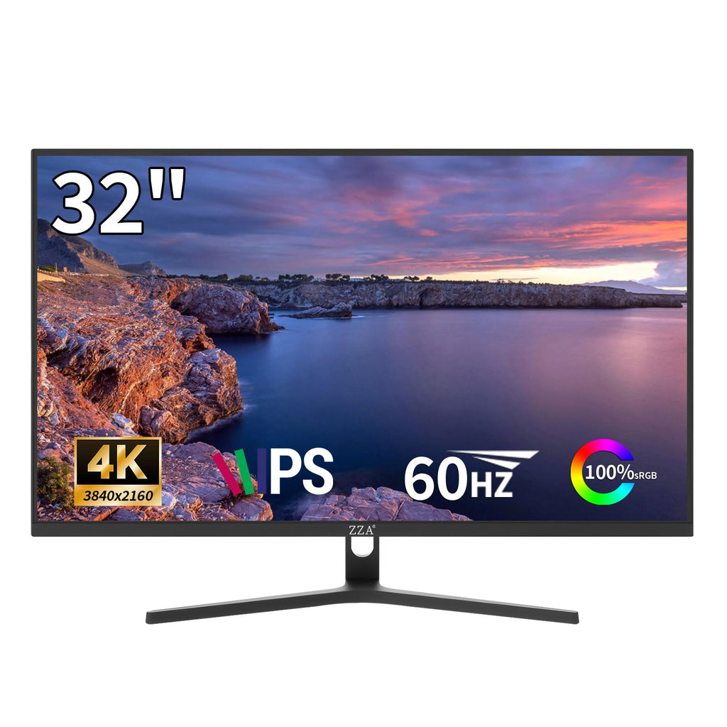 32in Computer Screen Zza 32 Inch Computer Monitor, 4K Uhd Ultra-Clear (3840 2160P) Ips Scre ...