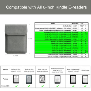 WALNEW 6 Inch Sleeve for All-New Kindle 2022/Kindle 2019(J9G29R)/6 Kindle Paperwhite/Kindle Voyage/Kindle (8th Gen, 2016)/Kind