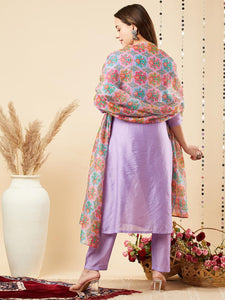 Gosriki Women'S Cotton Blend Embroidered Straight Kurta With Pant & Dupatta (Virah Purple-Nw-Gs_L_Purple_Large),Purple,,B0CJY7NL15