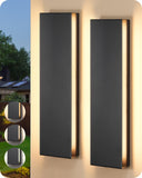 EDISHINE 2 Pack Modern LED Outdoor Wall Lights Dimmable, 3CCT (3000K 4000K 5000K), 15.7'' Black Exterior Light Fixtures, Weather