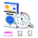 MEANLIN MEASURE 0~40Psi Stainless Steel Liquid Filled Pressure Gauge 2.5 FACE DIAL 1/4 NPT for Pool Sand Filter Water Oil Air Pr